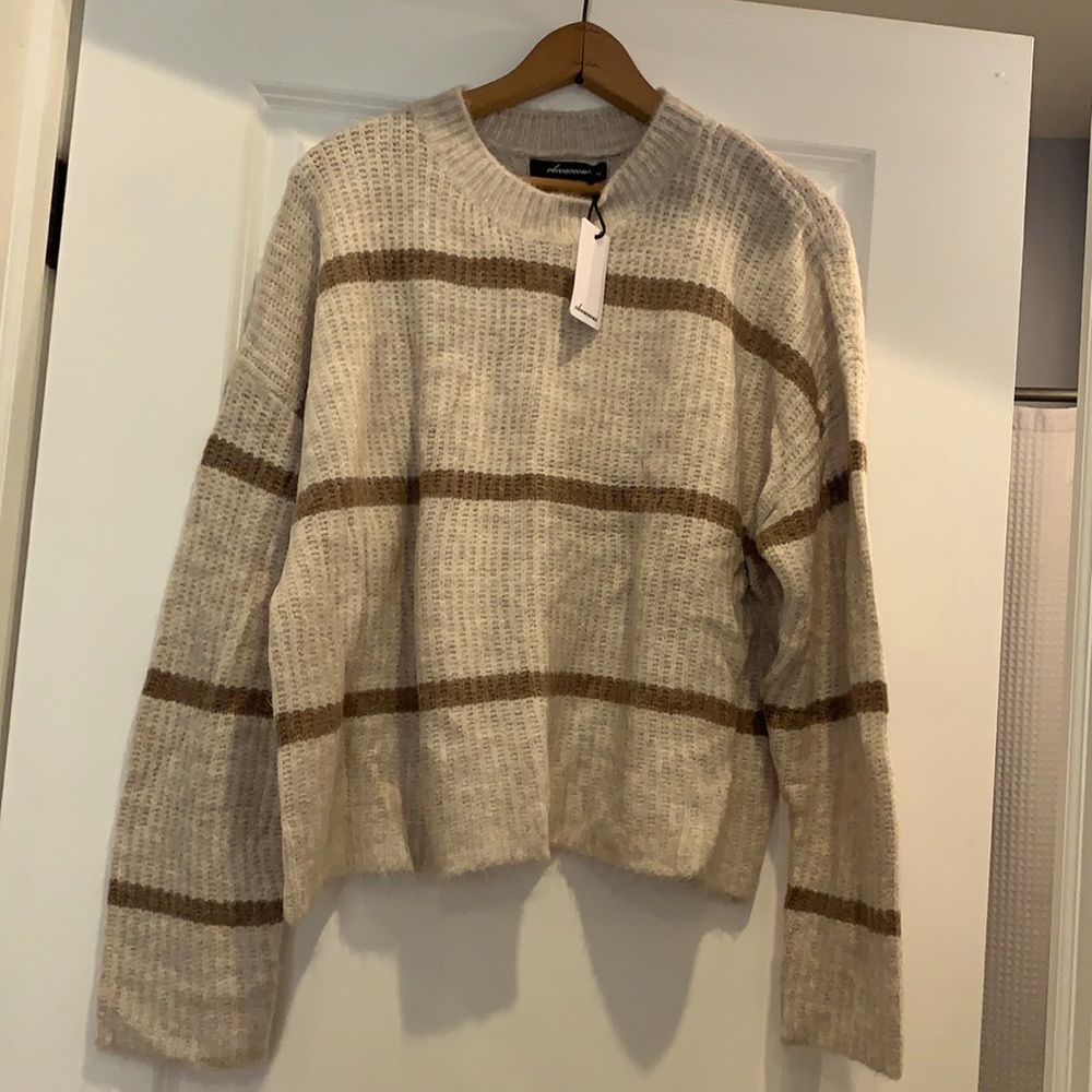 Sweater weather! NWT striped fuzzy sweater